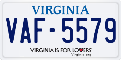 VA license plate VAF5579