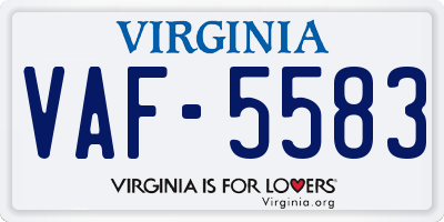 VA license plate VAF5583