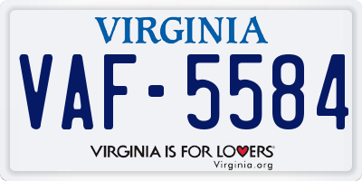 VA license plate VAF5584