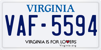 VA license plate VAF5594