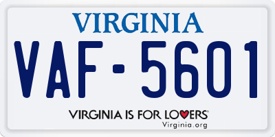 VA license plate VAF5601