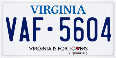 VA license plate VAF5604