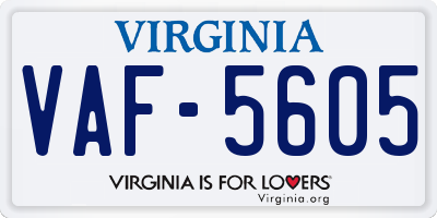 VA license plate VAF5605