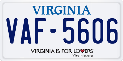 VA license plate VAF5606