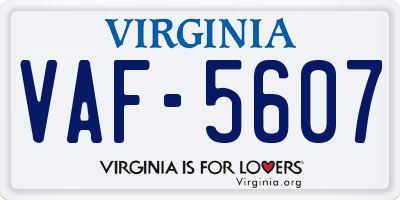 VA license plate VAF5607