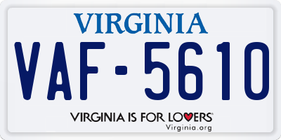 VA license plate VAF5610
