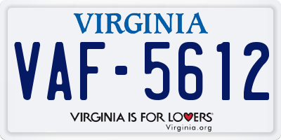 VA license plate VAF5612