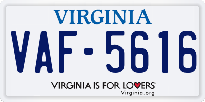 VA license plate VAF5616