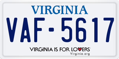 VA license plate VAF5617