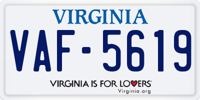 VA license plate VAF5619