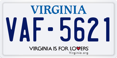 VA license plate VAF5621