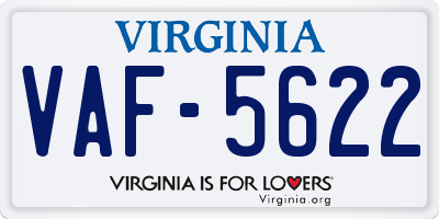 VA license plate VAF5622