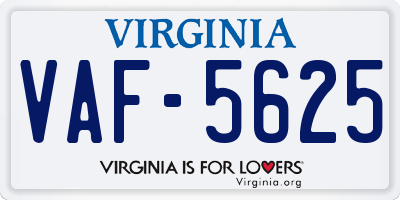 VA license plate VAF5625