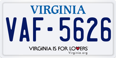 VA license plate VAF5626