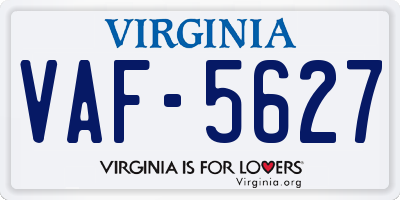 VA license plate VAF5627