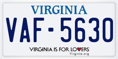 VA license plate VAF5630