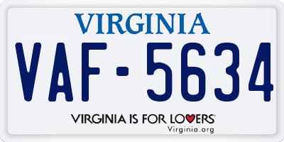 VA license plate VAF5634