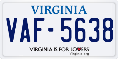 VA license plate VAF5638
