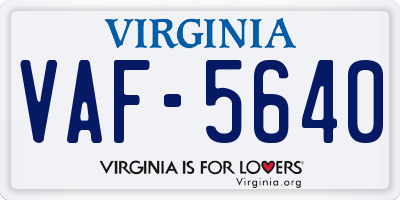 VA license plate VAF5640