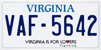 VA license plate VAF5642