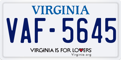 VA license plate VAF5645