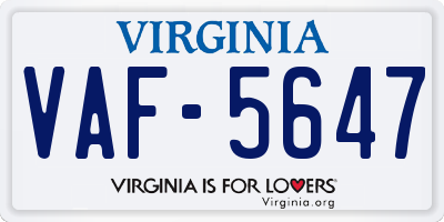 VA license plate VAF5647