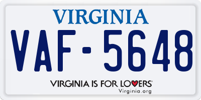 VA license plate VAF5648