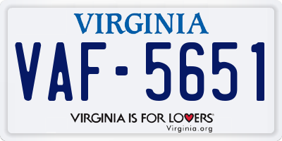 VA license plate VAF5651
