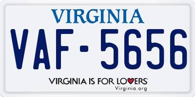 VA license plate VAF5656
