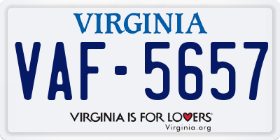 VA license plate VAF5657