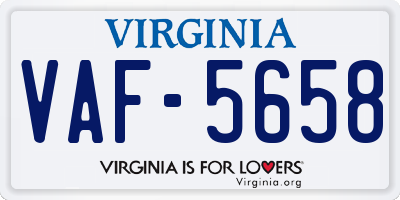 VA license plate VAF5658
