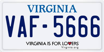 VA license plate VAF5666