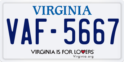 VA license plate VAF5667