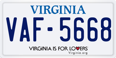 VA license plate VAF5668