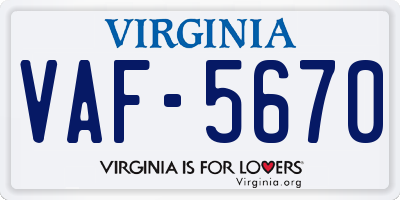 VA license plate VAF5670