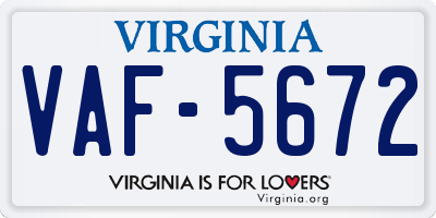 VA license plate VAF5672