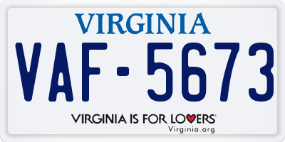 VA license plate VAF5673