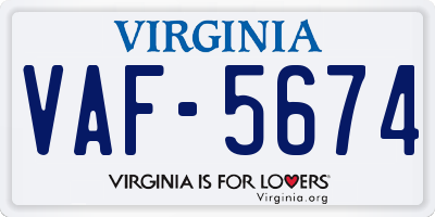 VA license plate VAF5674