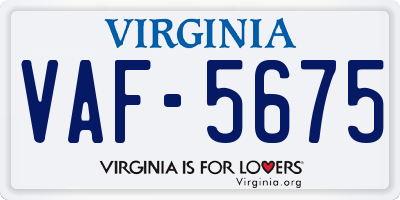 VA license plate VAF5675