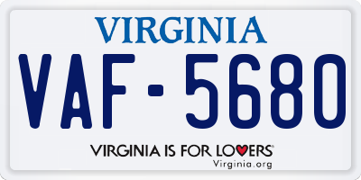 VA license plate VAF5680