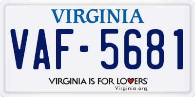 VA license plate VAF5681