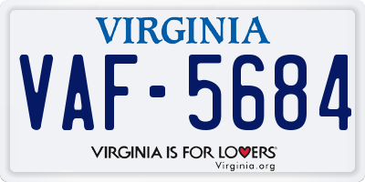 VA license plate VAF5684