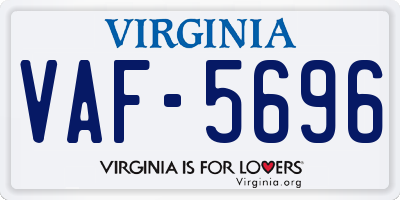 VA license plate VAF5696