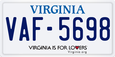 VA license plate VAF5698