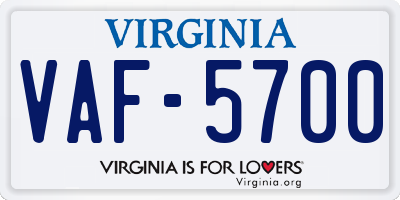 VA license plate VAF5700