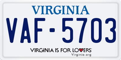 VA license plate VAF5703