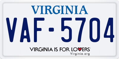 VA license plate VAF5704