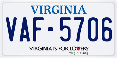 VA license plate VAF5706