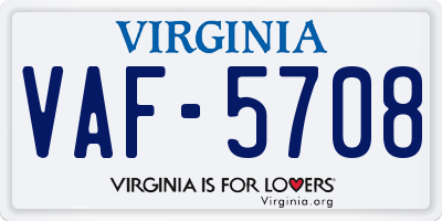 VA license plate VAF5708