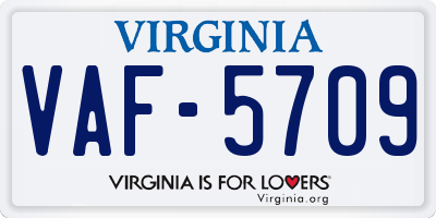 VA license plate VAF5709